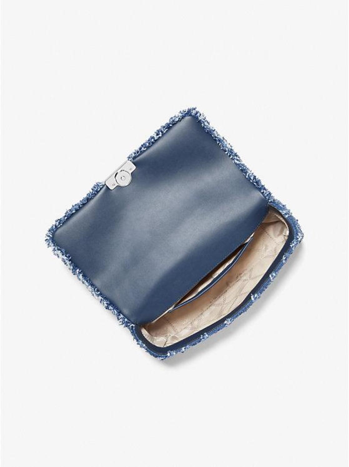 Kensington Large Frayed Denim Shoulder Bag