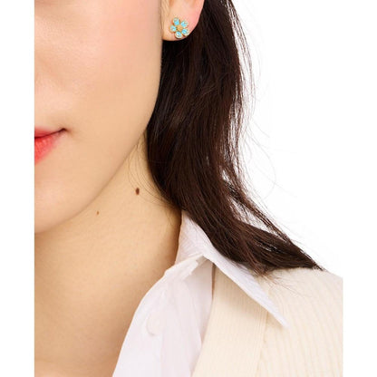 Gold-Tone Stone Fleurette Stud Earrings