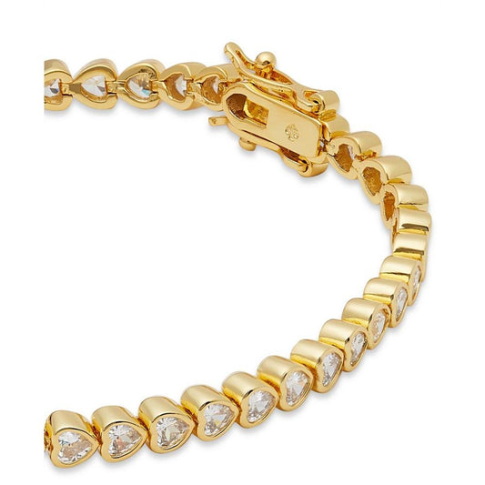 Gold-Tone Cubic Zirconia Heart Tennis Bracelet