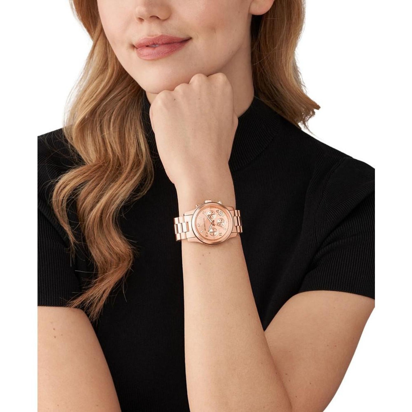 Women's Runway Chronograph Rose Gold-Tone Stainless Steel Bracelet Watch, 38mm