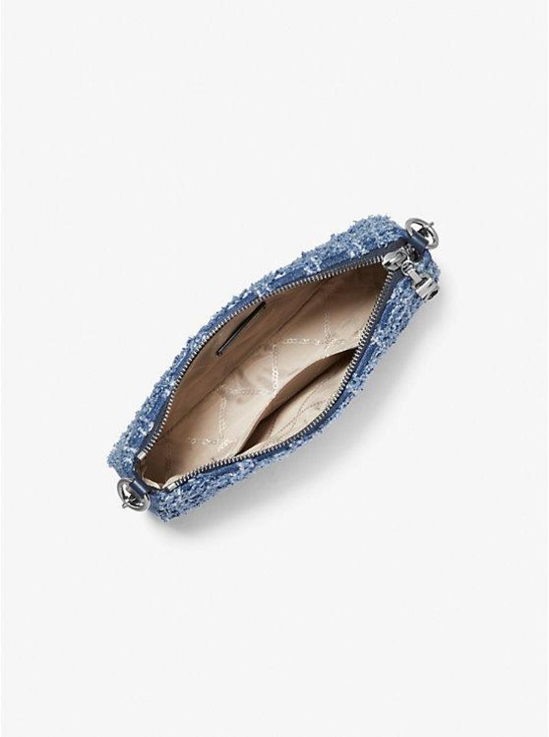 Empire Medium Frayed Denim Chain-Link Pochette