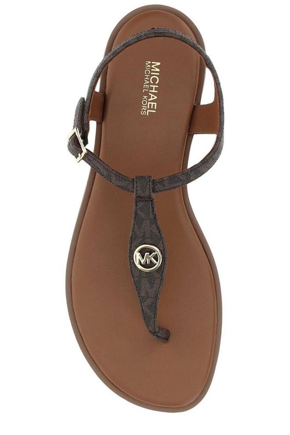 Michael Michael Kors Logo Plaque T-Bar Strap Sandals