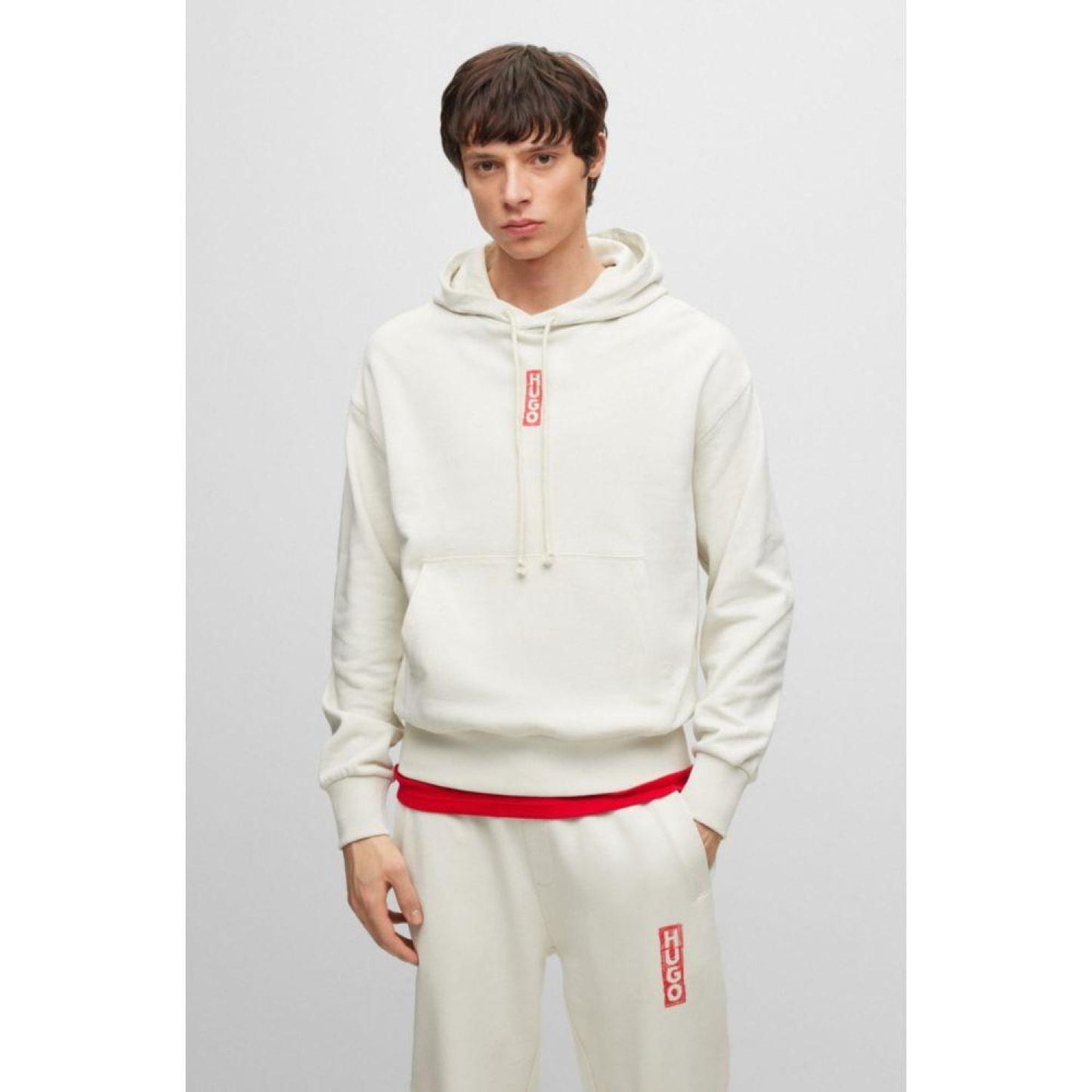 Relaxed-fit cotton hoodie with marker-inspired logos