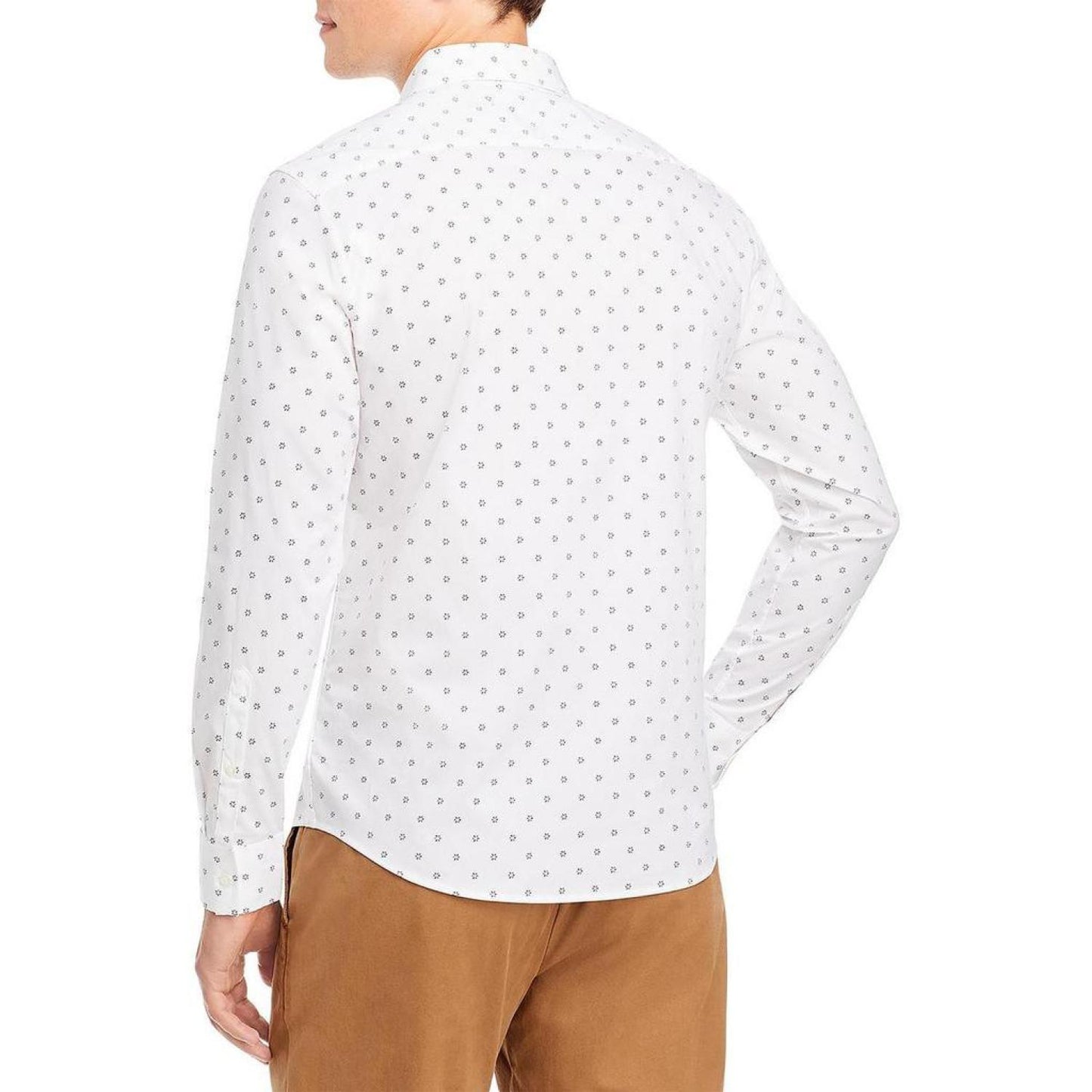 Mens Printed Point-Collar Button-Down Shirt