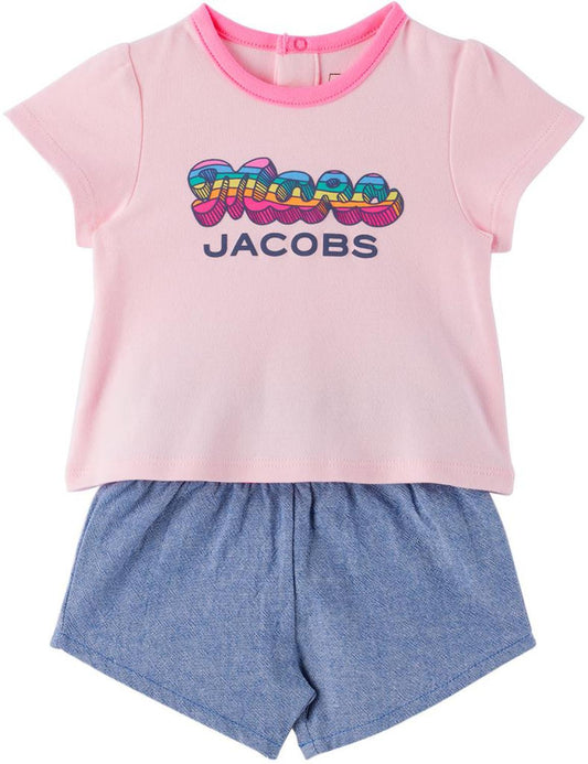 Baby Pink & Blue T-Shirt & Shorts Set