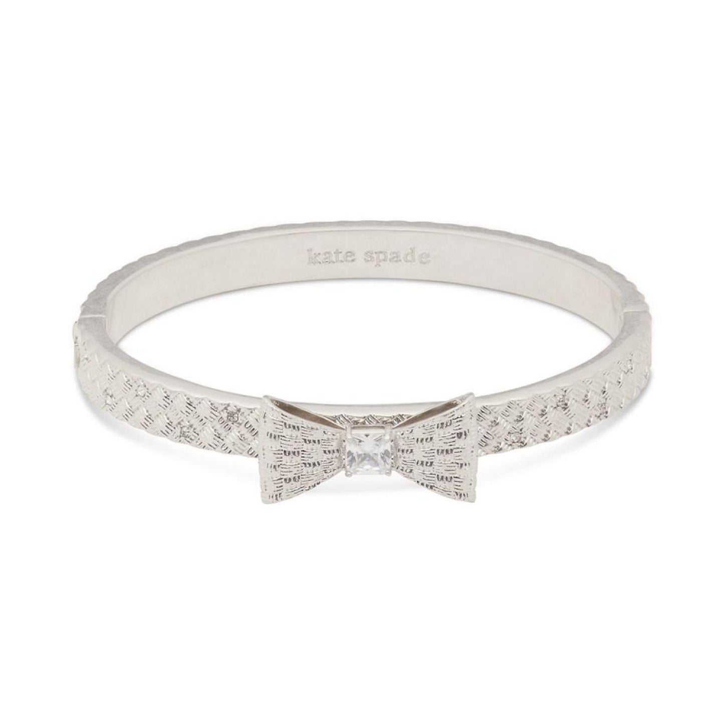 Silver-Tone Cubic Zirconia Bow Bangle Bracelet