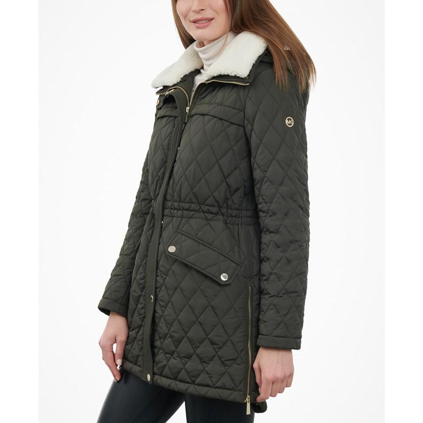 Women's Faux-Fur-Collar Quilted Coat