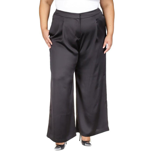 Plus Size Satin Wide-Leg Pants