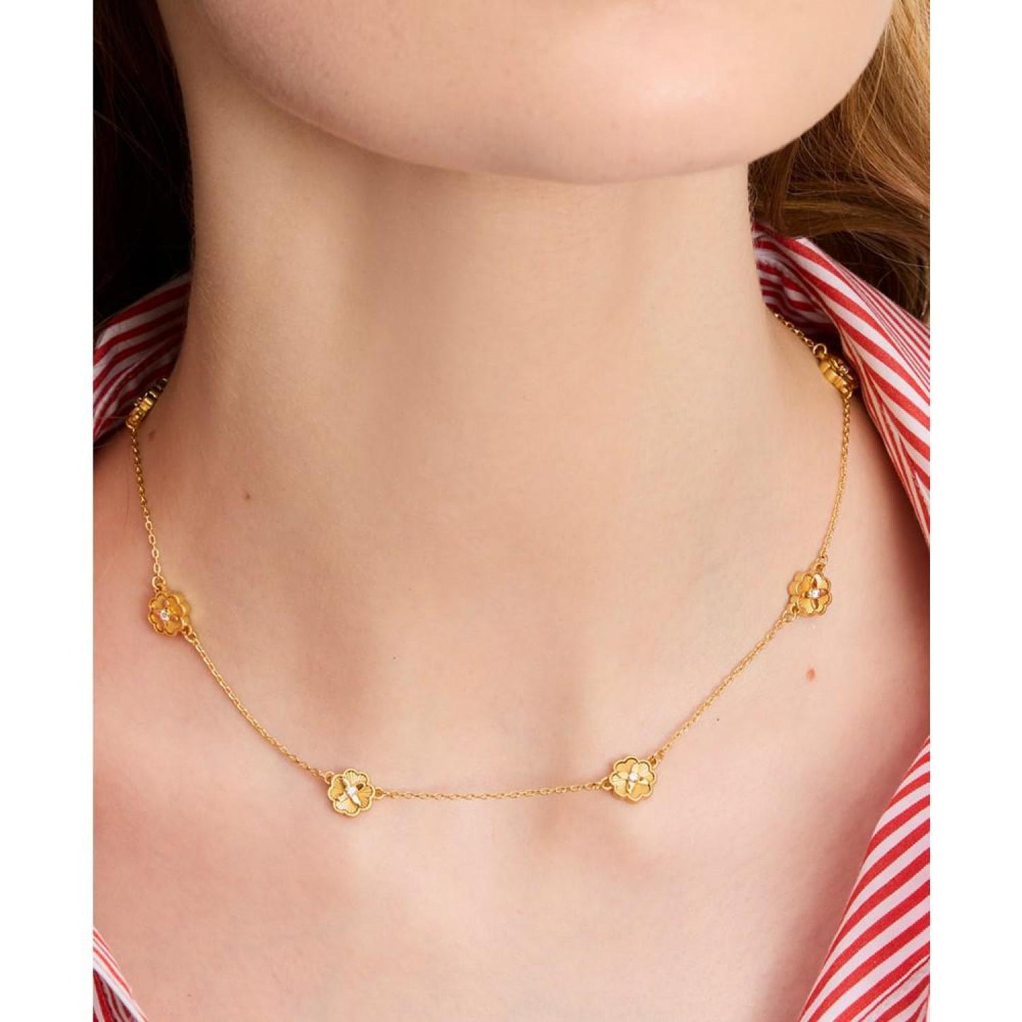 Gold-Tone Heritage Bloom Station Necklace, 16" + 3" extender