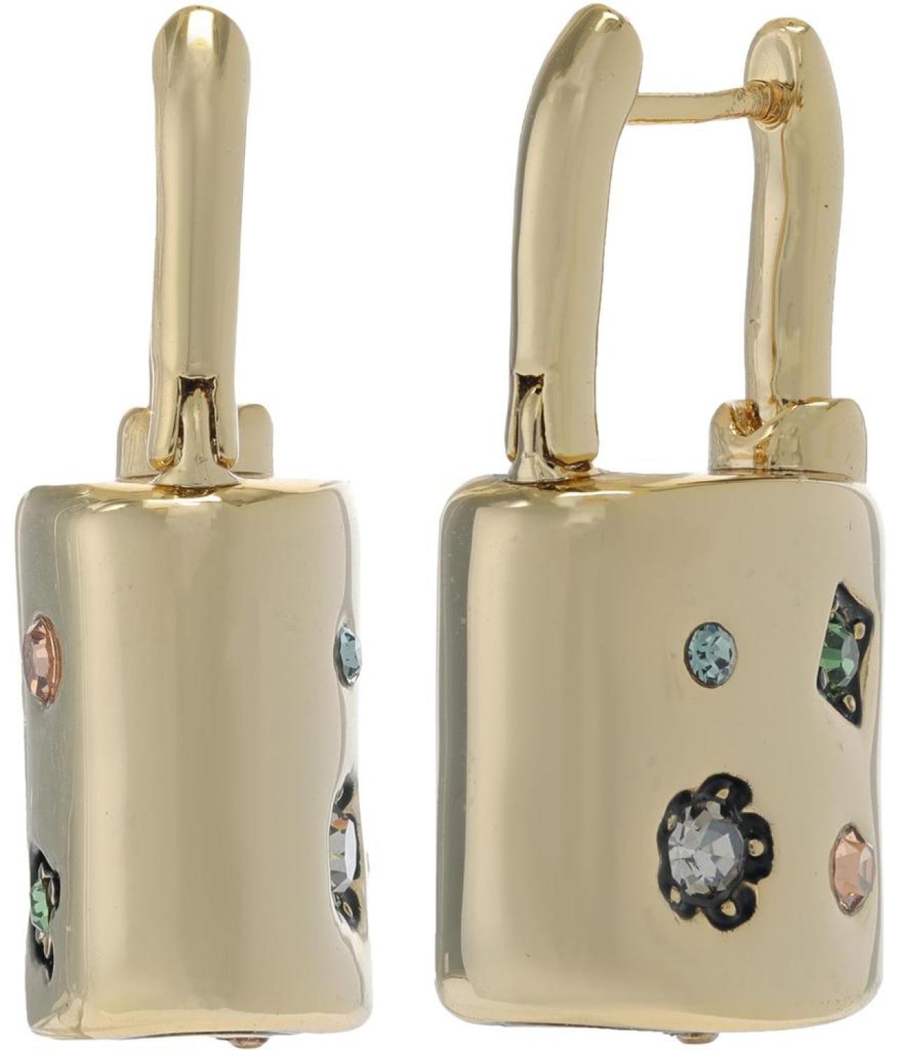 Signature Gem Padlock Huggie Earrings