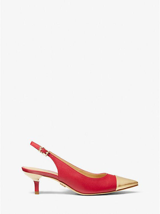 Kadence Leather Cap-Toe Slingback Mid Pump