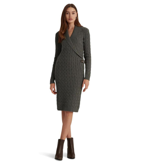 Cable-Knit Buckle-Trim Sweater Dress