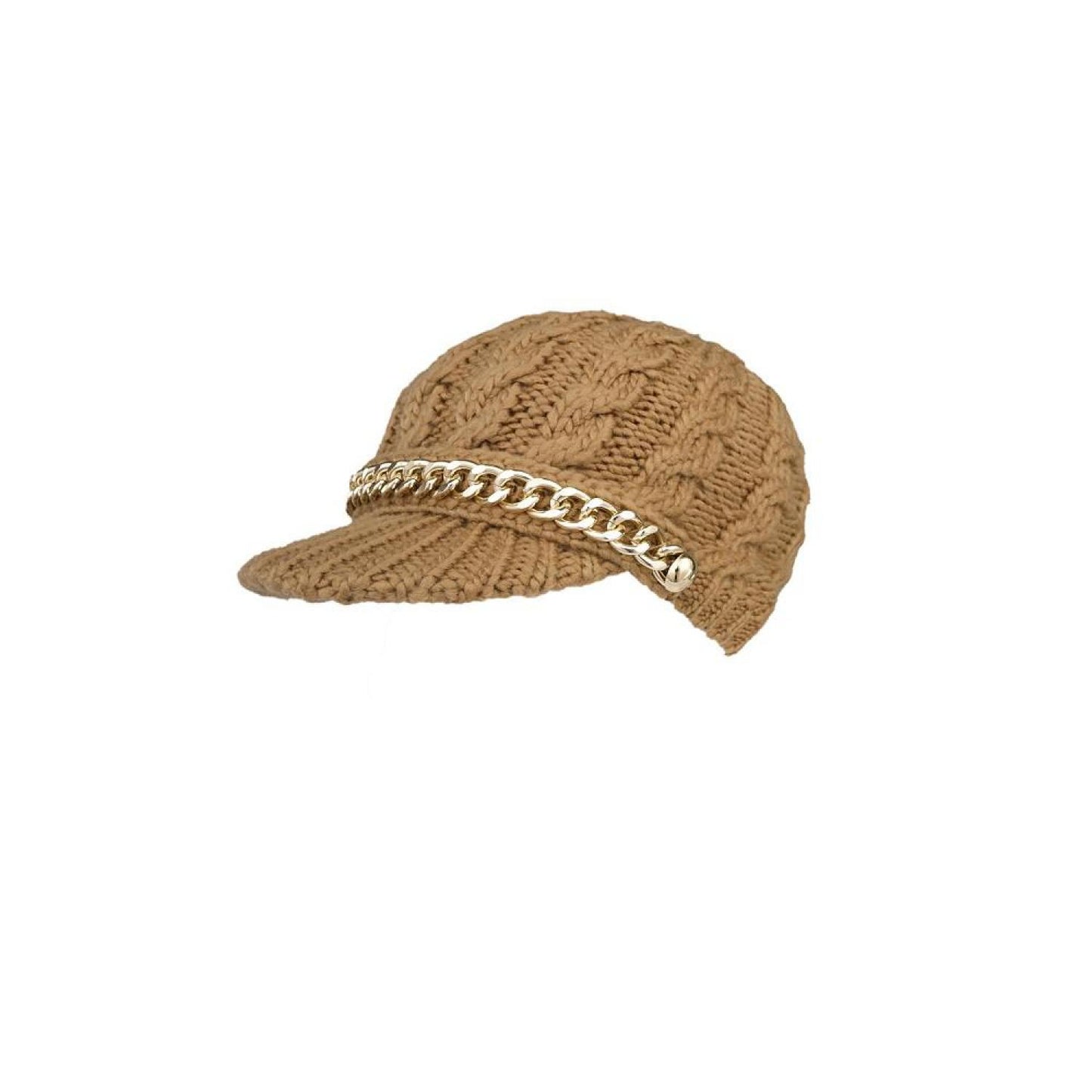 Women's Button Chain Moving Cables Peak Hat