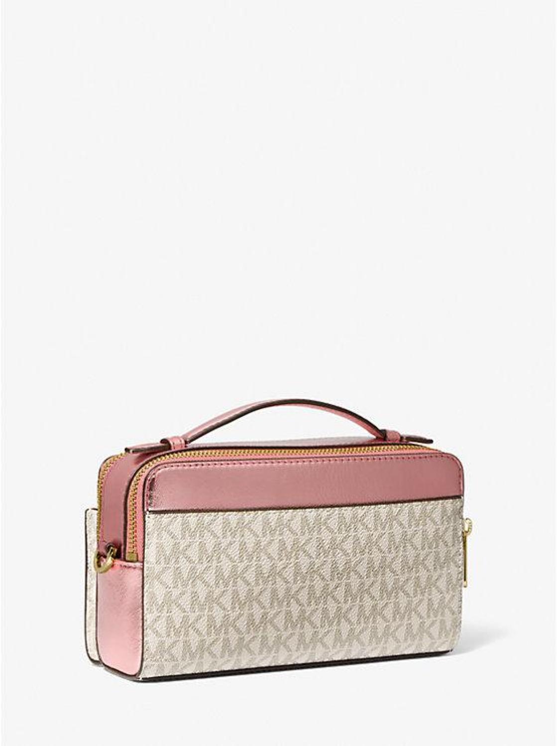 Jet Set Medium Signature Logo and Patent Double-Zip Crossbody Bag