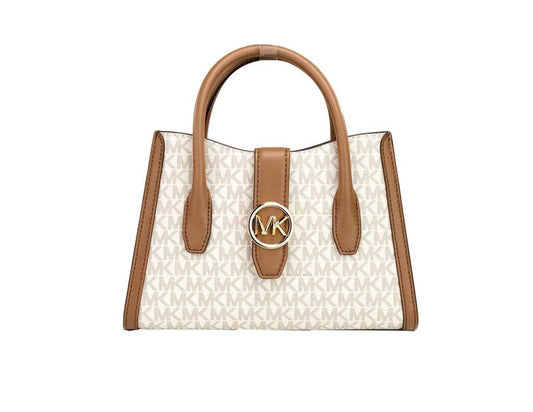 Michael Kors Gabby Small ivory PVC Top Zip Satchel Crossbody Bag Women's Purse