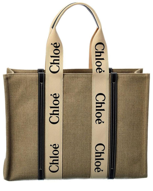 Chloé Woody Large Canvas & Leather Tote