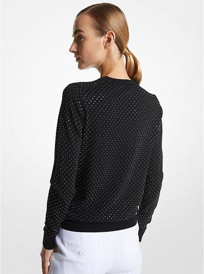 Studded Merino Wool V-Neck Sweater