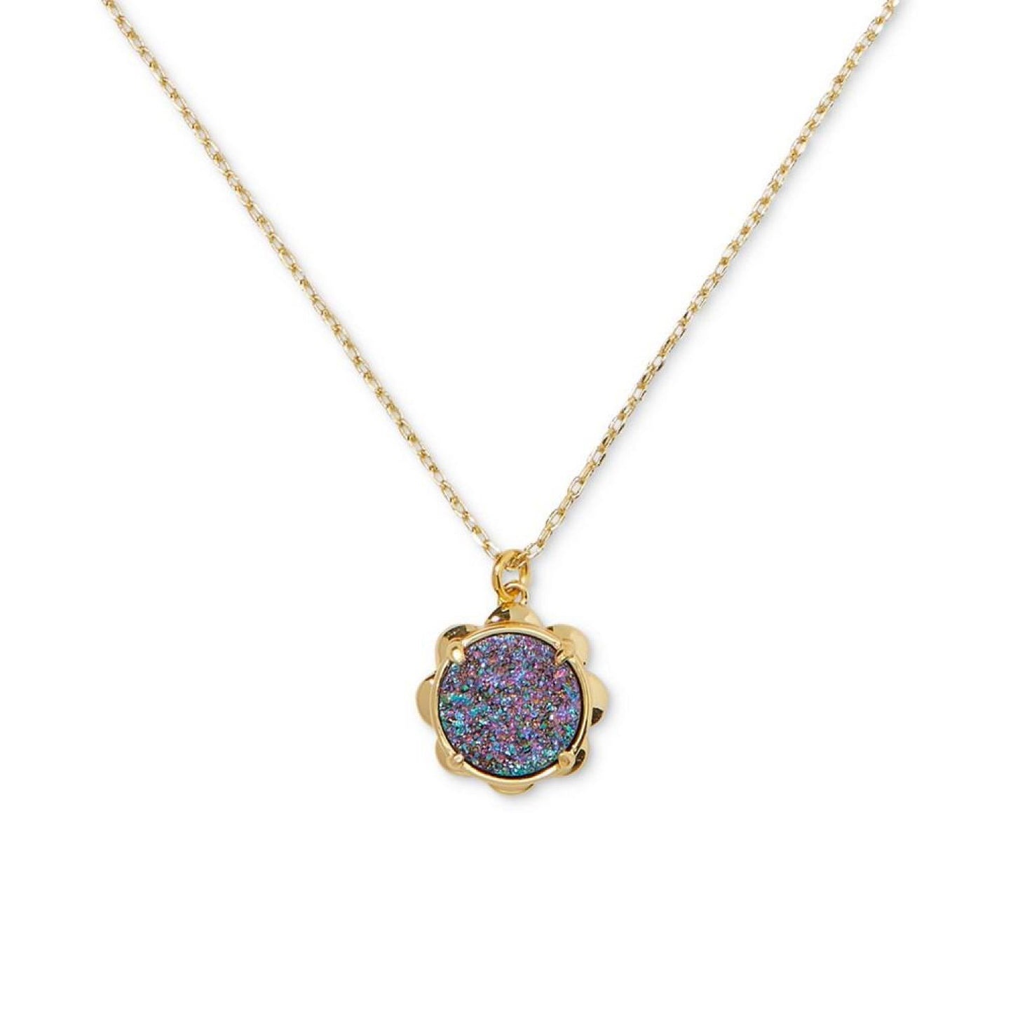 Gold-Tone Stone Flower Pendant Necklace, 16" + 3" extender