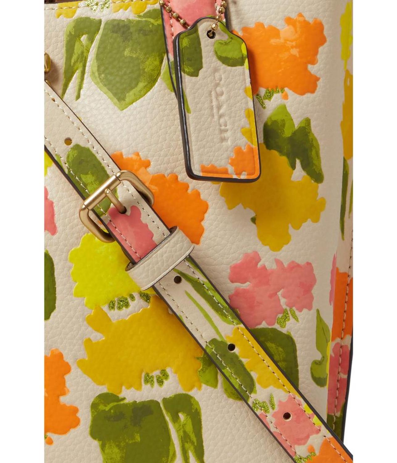 Floral Printed Leather Willow Tote 24