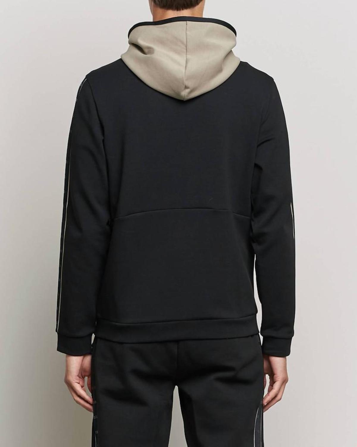 Saggy Full Zip Hoodie Sweatshirt In Black/khaki