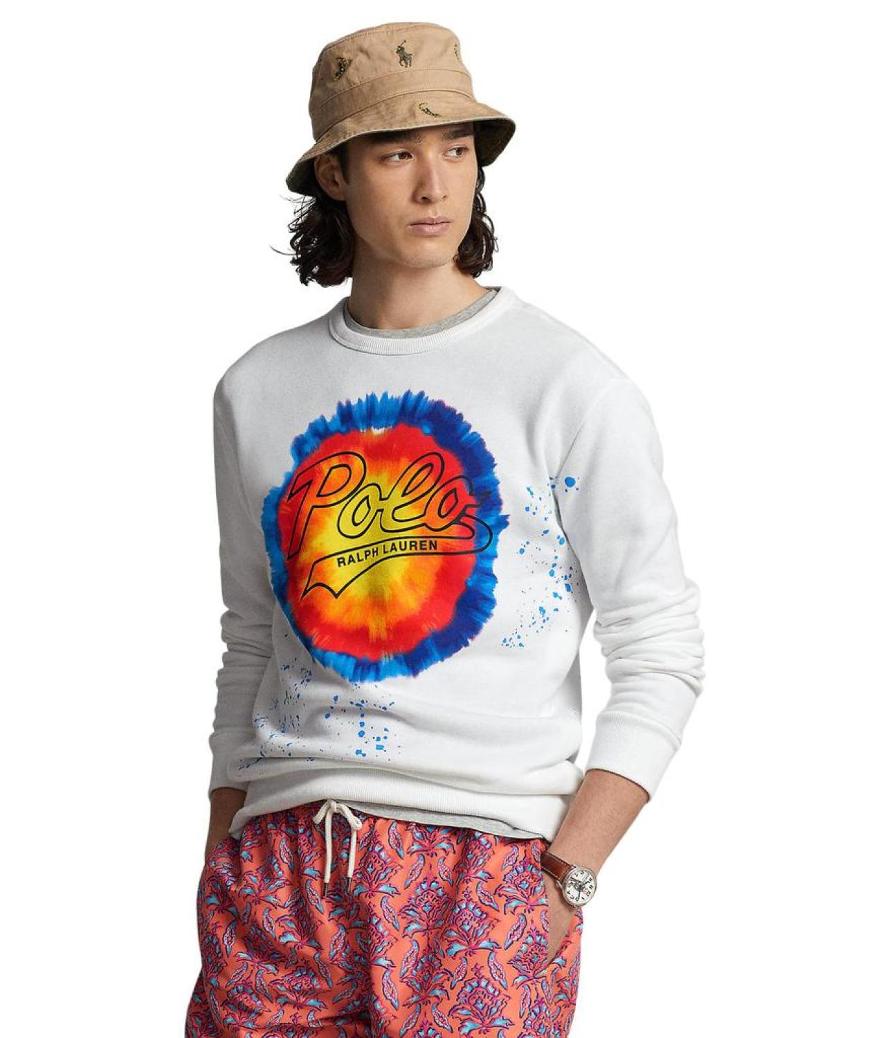 Logo Tie-Dye Print Fleece Sweatshirt