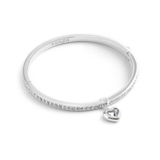 Faux Stone Heart Charm Bangle Bracelet