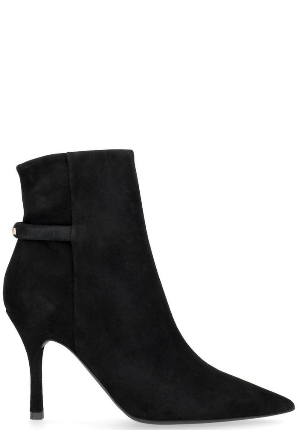 Furla Logo Lettering Pointed Toe Ankle Boots