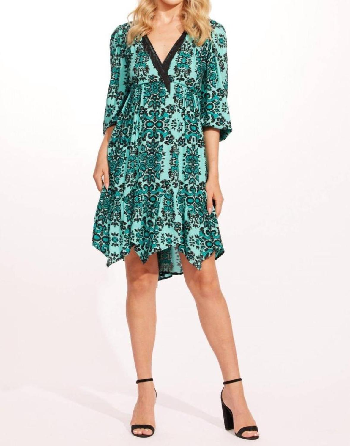 Melanie Dress In Mandala Teal