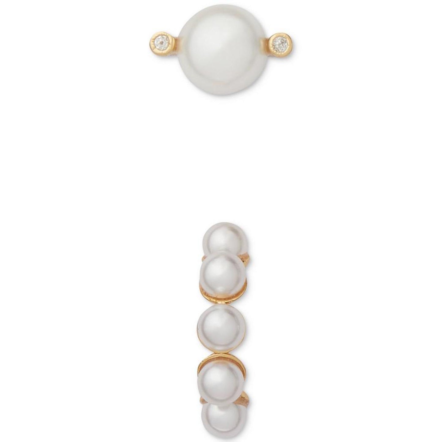 Gold-Tone 2-Pc. Set Imitation Pearl Stud & Huggie Hoop Earrings