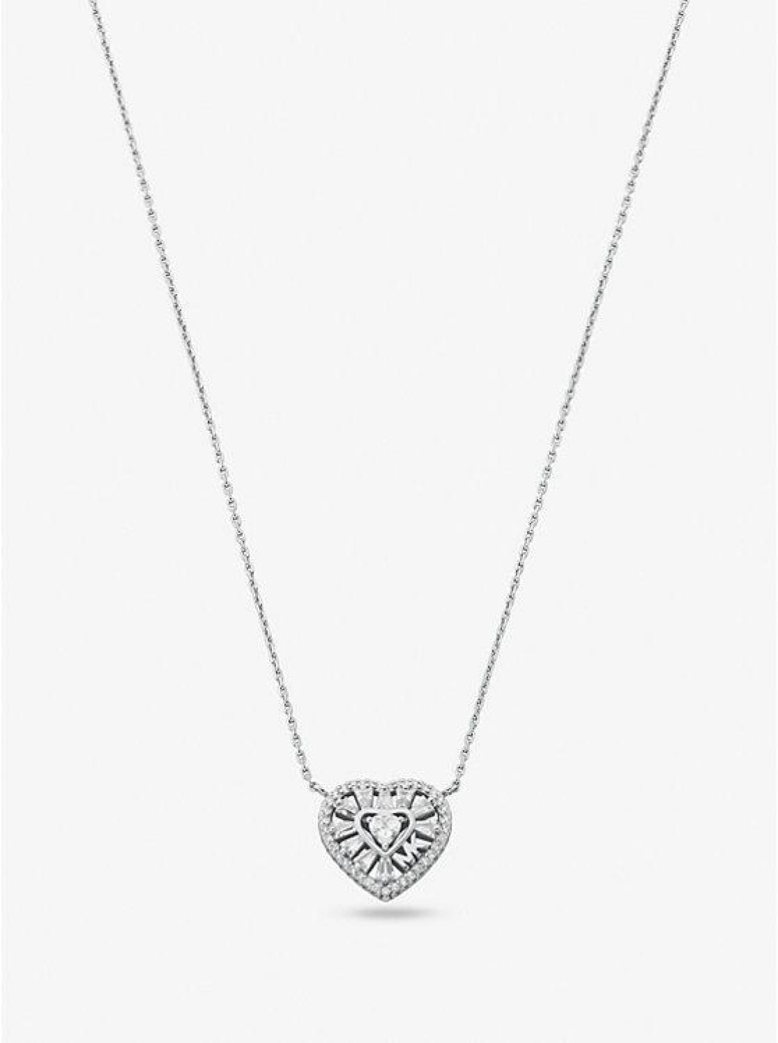 Precious Metal-Plated Sterling Silver Pavé Heart Necklace