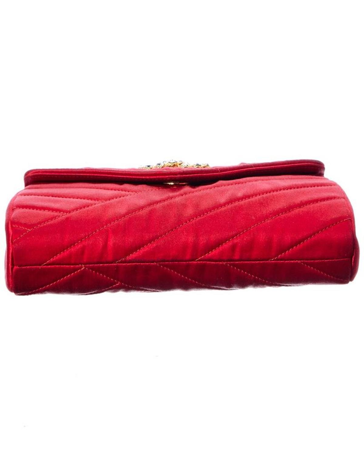 Chanel Red Satin CC Single Flap Shoulder Bag (Authentic Pre-Owned)