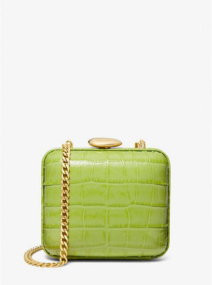 Tina Mini Crocodile Embossed Leather Minaudiere