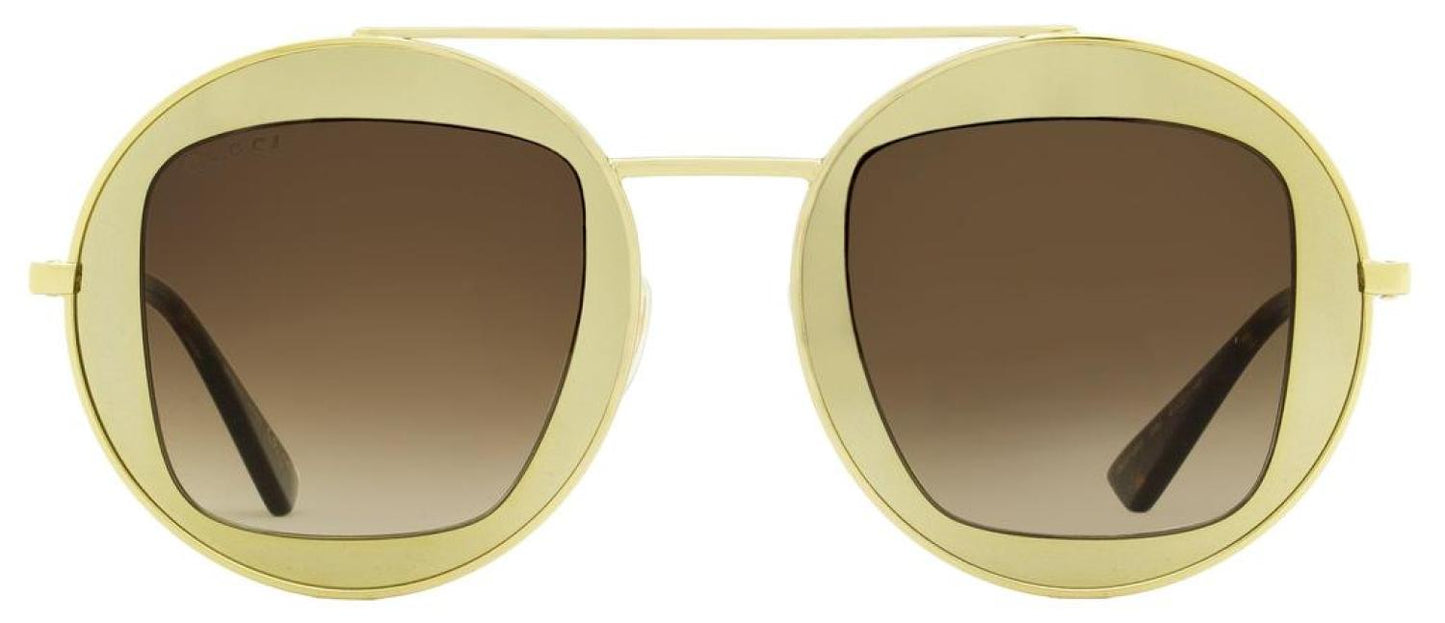 Gucci Women's Round Sunglasses GG0105S 002 Gold/Havana 47mm