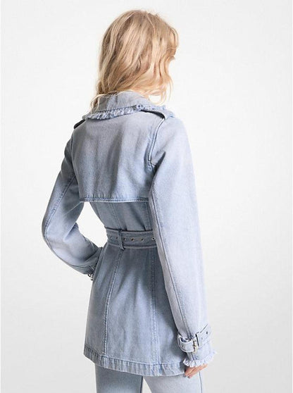 Frayed Denim Trench Coat