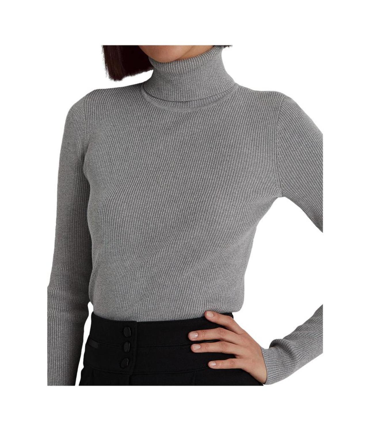 Metallic Turtleneck Sweater