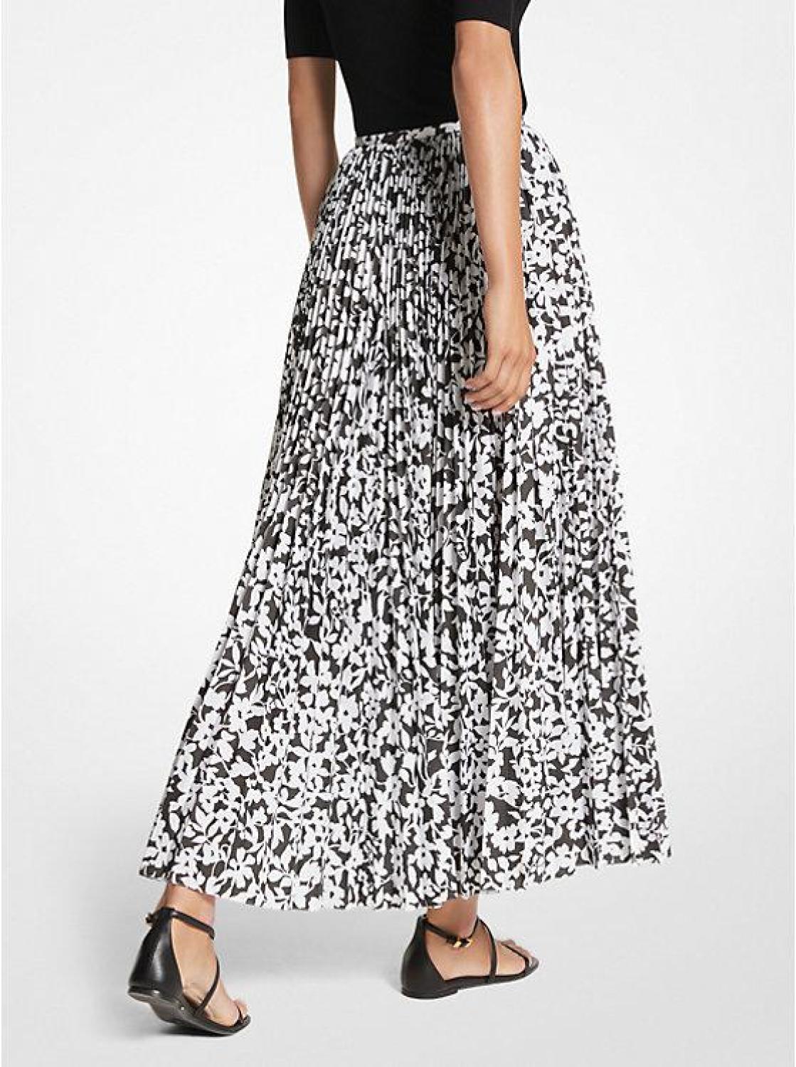 Floral Poplin Pleated Skirt