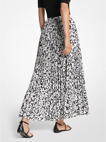 Floral Poplin Pleated Skirt