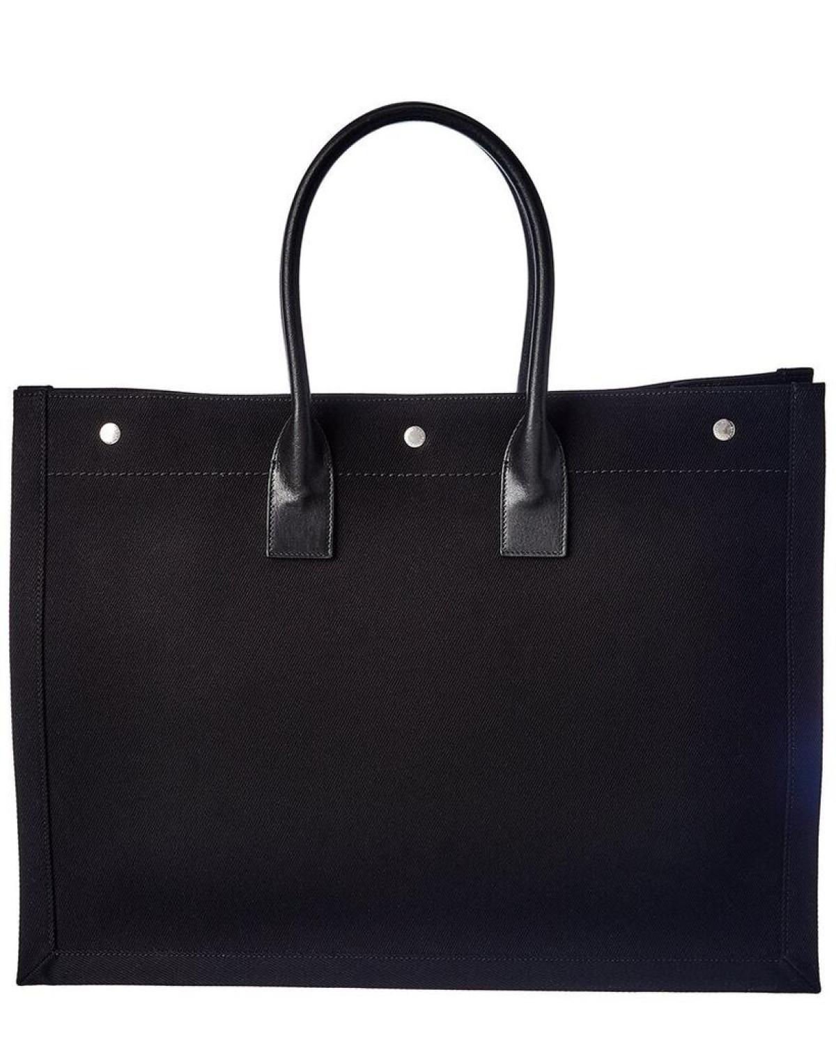 Saint Laurent Noe Rive Gauche Canvas & Leather Tote