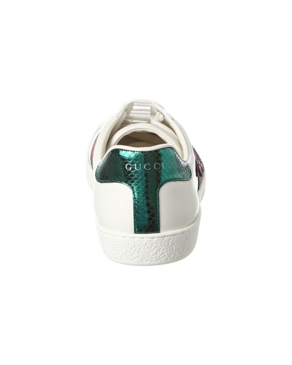 Gucci Ace Embroidered Snake Leather Sneaker