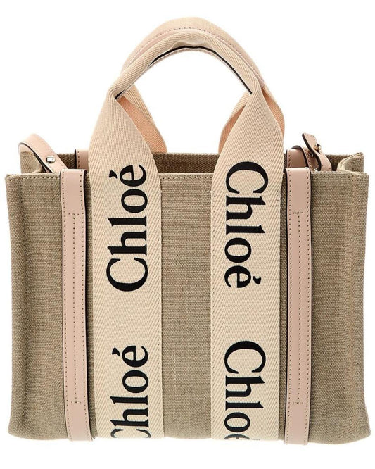 Chloé Woody Small Canvas & Leather Tote