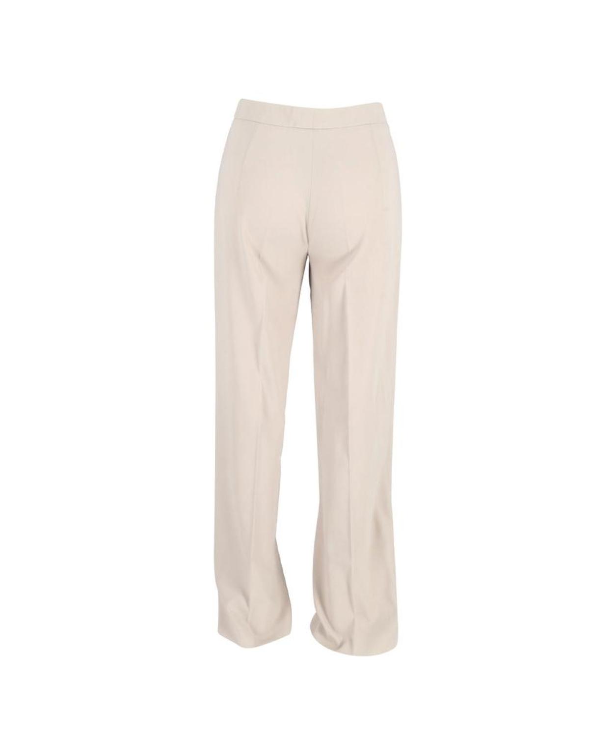 Max Mara Straight Leg Trousers in Beige Cotton