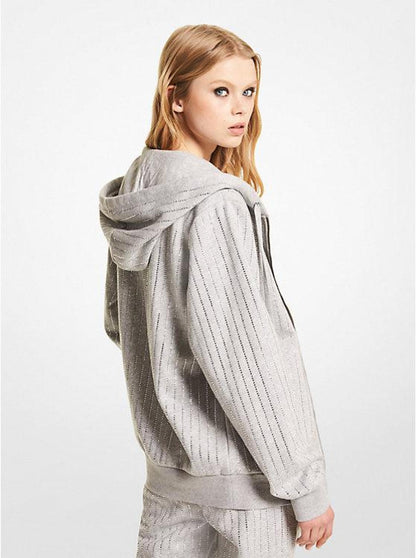 Crystal Pinstripe Organic Cotton Blend Zip-Up Hoodie