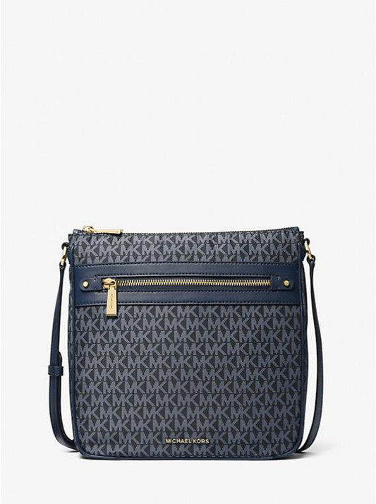 Jet Set Large Signature Logo Print Woven Crossbody Bag