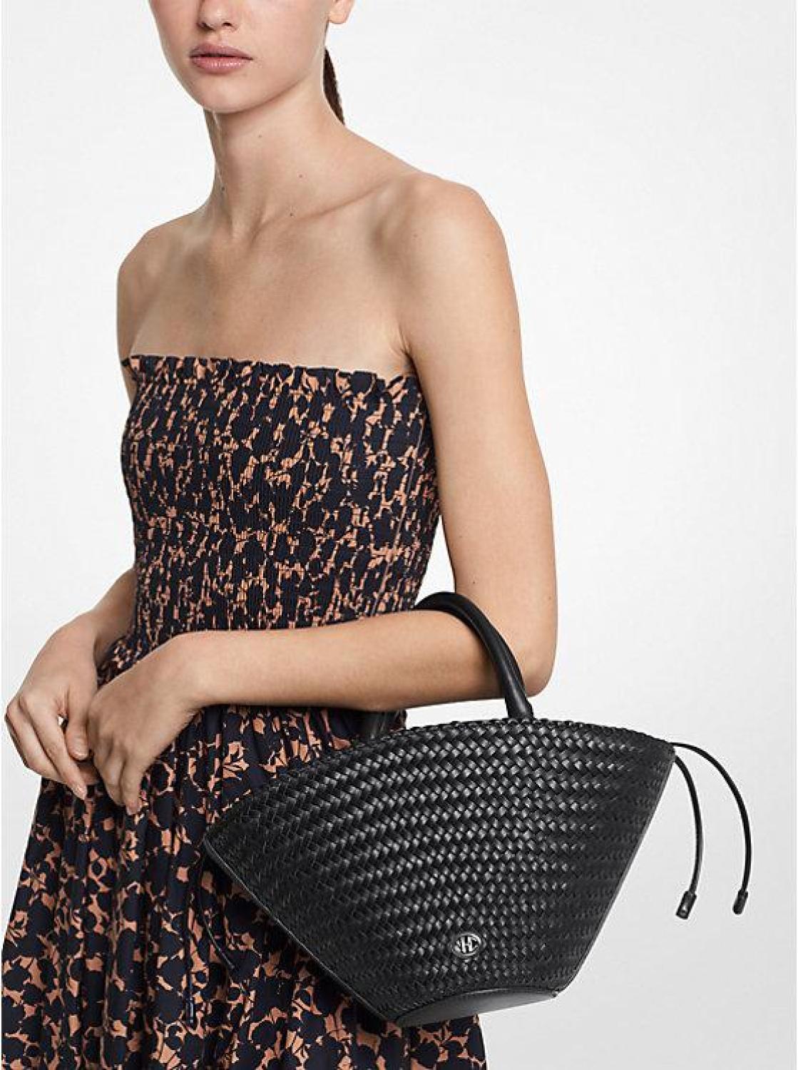 Audrey Woven Leather Market Bag