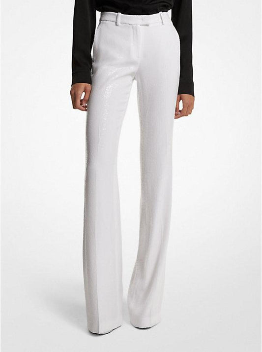 Haylee Sequin Embroidered Flared Trousers