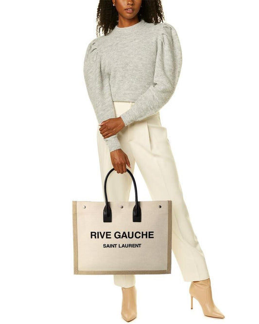 Saint Laurent Noe Rive Gauche Canvas & Leather Tote