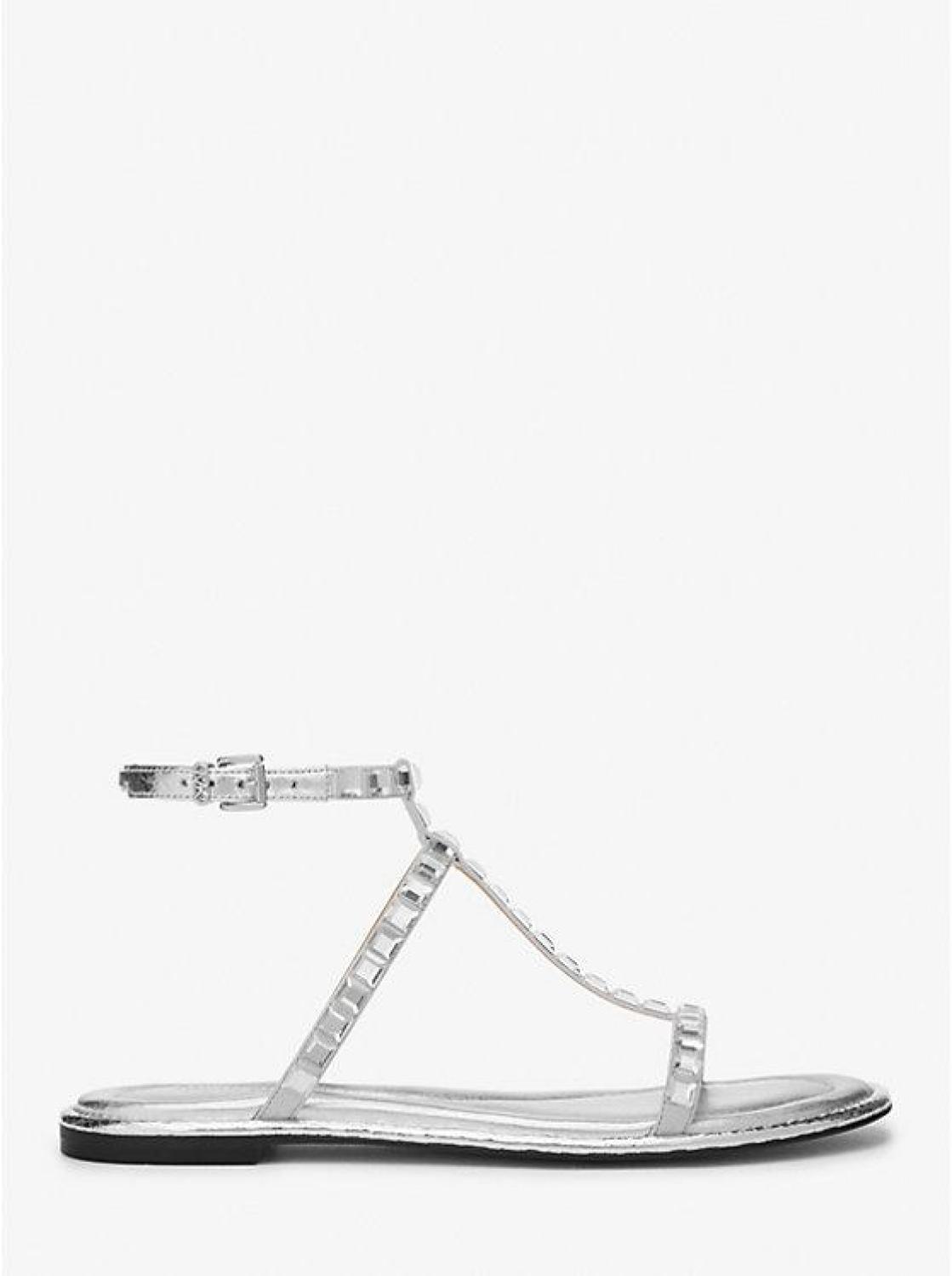 Celia Crystal Embellished Metallic Flat Sandal