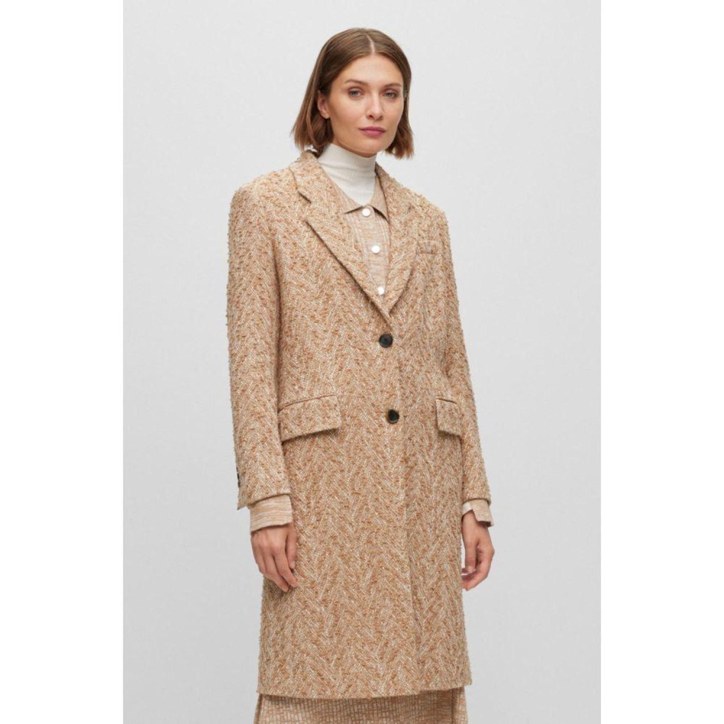 Slim-fit coat in a structured cotton blend