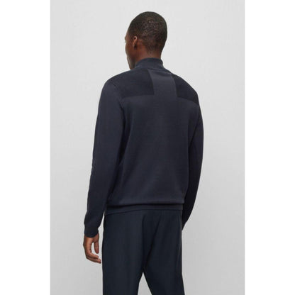 Branded zip-neck sweater in dry-flex fabric