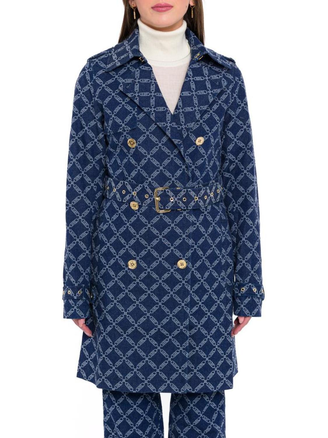 Michael Michael Kors Empire Logo Jacquard Denim Trench Coat